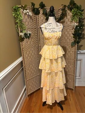 Sunlit Tiered Ruffle Maxi Dress with Spaghetti Straps